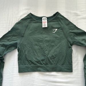 Gymshark Vital Seamless Green Marl Long Sleeve Crop